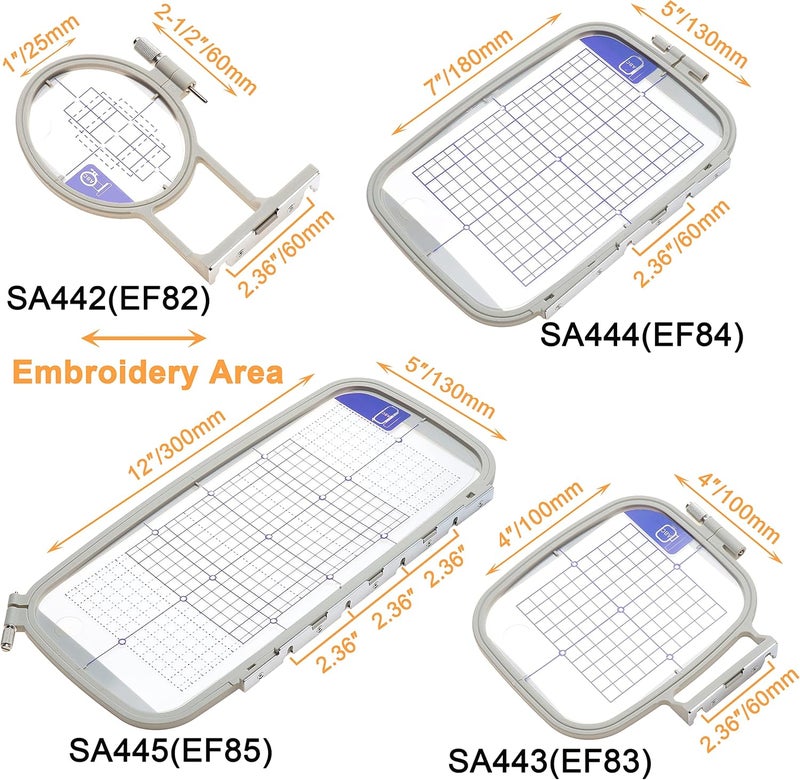 New brothread Embroidery Machine Hoop 4 in 1 Set(SA442+SA443+SA444+SA445) Compatible with Brother PE900 SE2000 PE800 SE1900 SE1950 PE780D 770 700 750D SE1800 Innovis1250D Babylock Accord Emore Ellure - Image 5